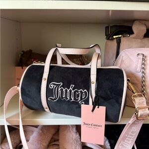 Juicy Couture Queen Of Everything Black and Light Pink Barrel Bag
